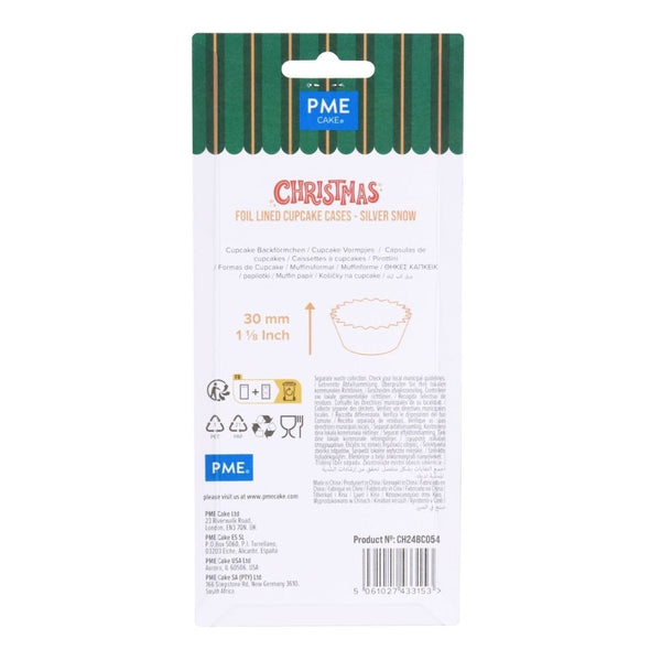 PME Silver Snow Christmas Foil-lined Cupcake Cases x 60