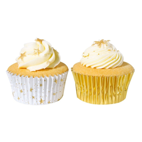 PME Golden Stars Christmas Foil-lined Cupcake Cases x 60
