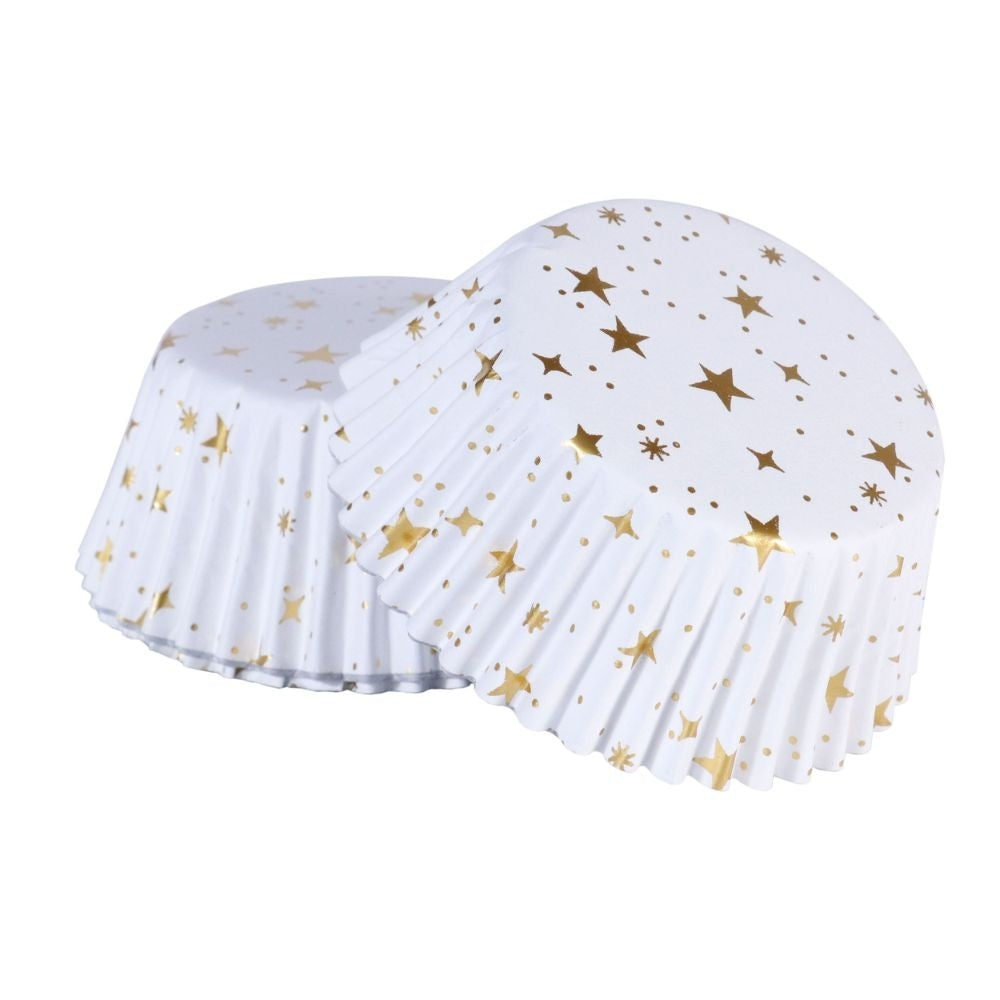 PME Golden Stars Christmas Foil-lined Cupcake Cases x 60