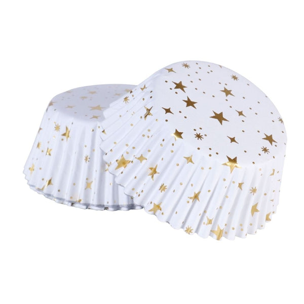 PME Golden Stars Christmas Foil-lined Cupcake Cases x 60