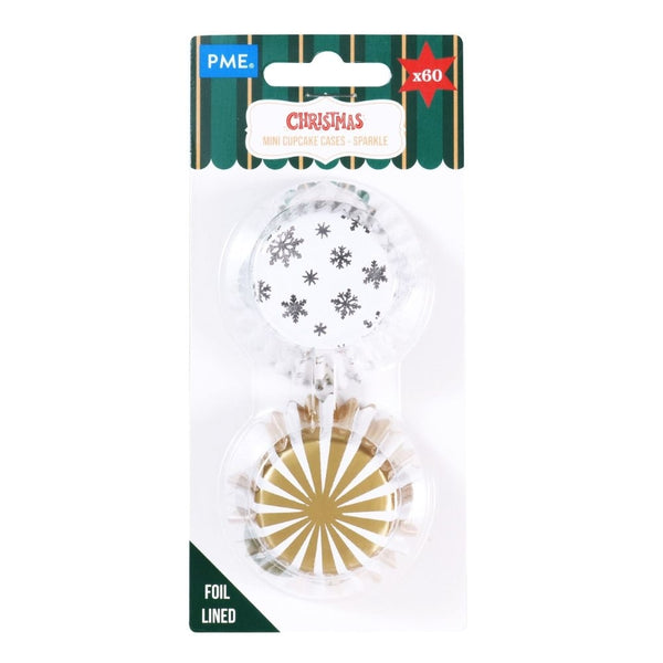 PME Sparkle Christmas Foil-lined Mini Cupcake Cases x 60