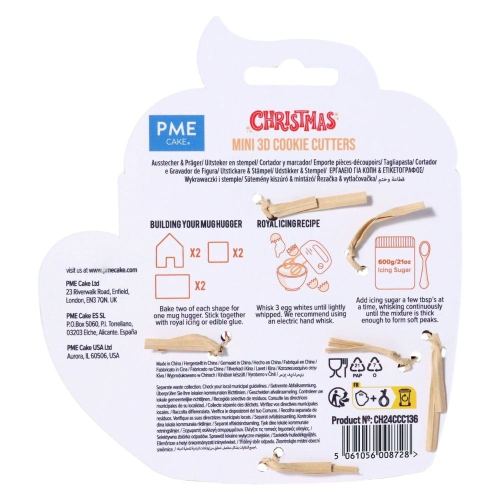 PME Mini Gingerbread House Mug Hugger Christmas Cookie Cutters - Set Of 3