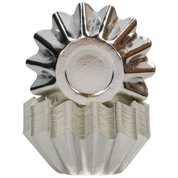 FunCakes Metallic Silver Bloom Baking Cases x 48