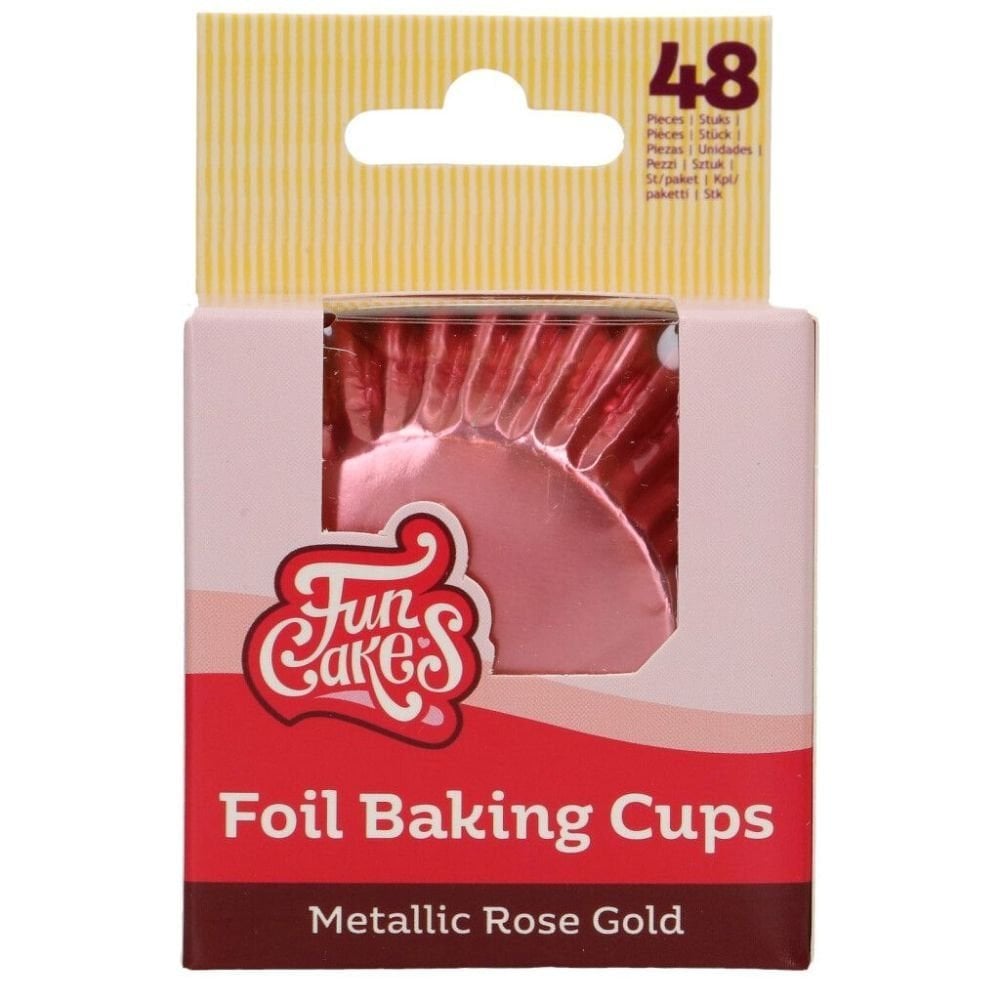 FunCakes Metallic Rose Gold Foil Baking Cases x 48