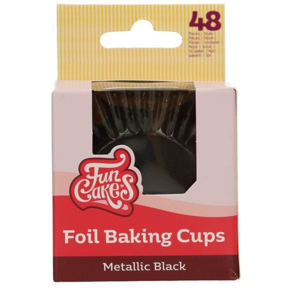 FunCakes Metallic Black Foil Baking Cases x 48