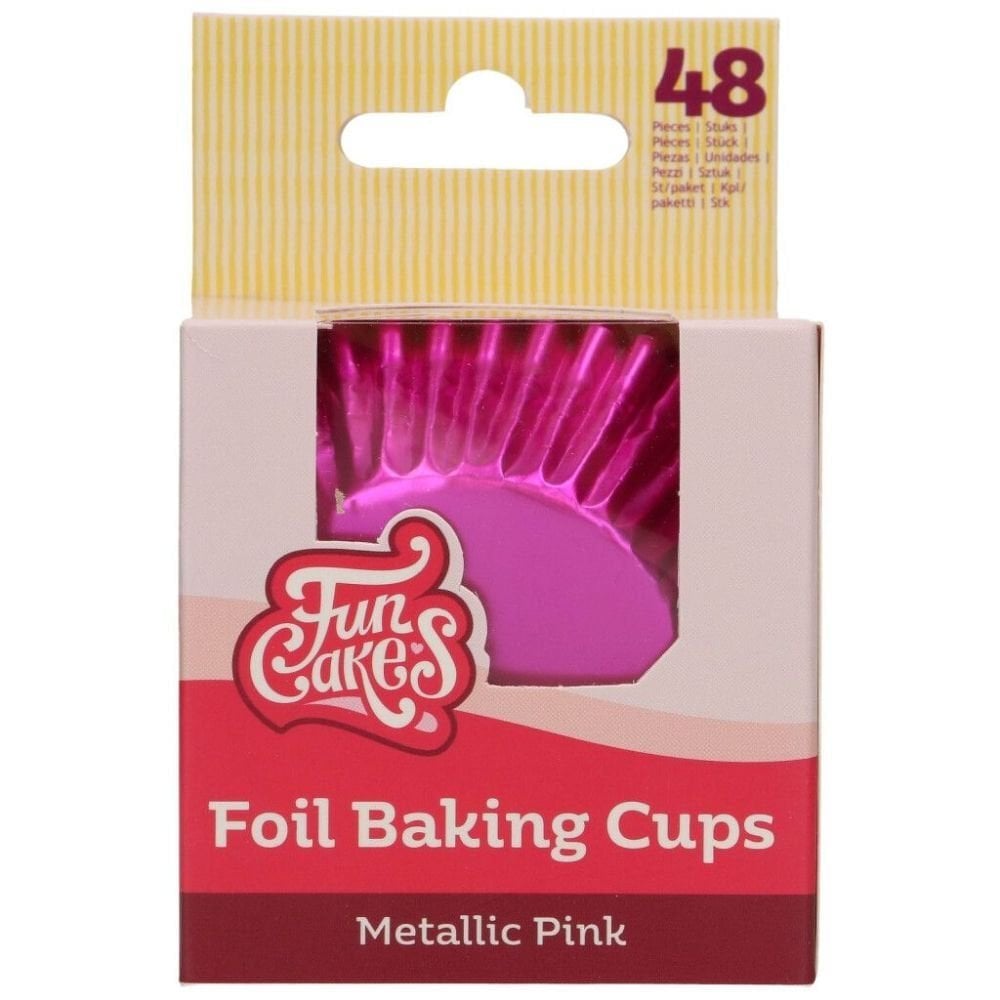 FunCakes Metallic Pink Foil Baking Cases x 48