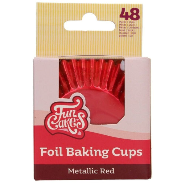 FunCakes Metallic Red Foil Baking Cases x 48