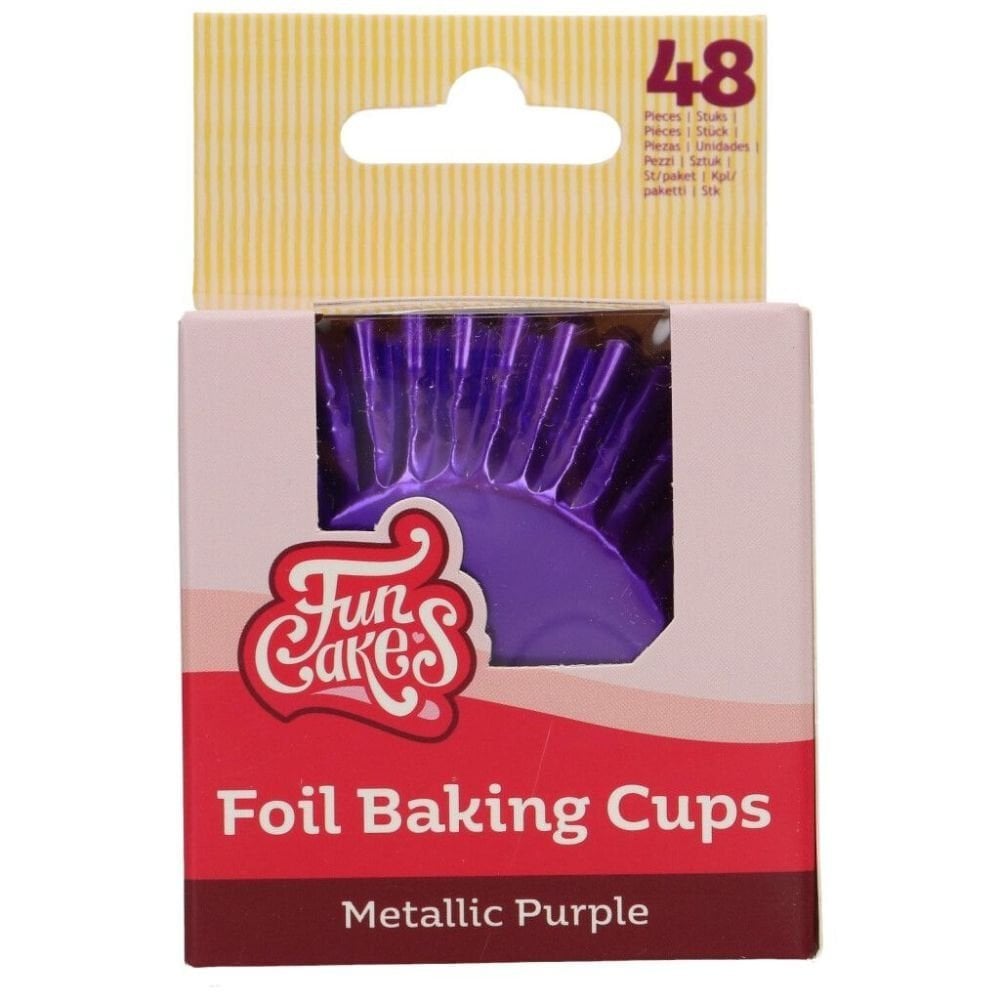 FunCakes Metallic Purple Foil Baking Cases x 48