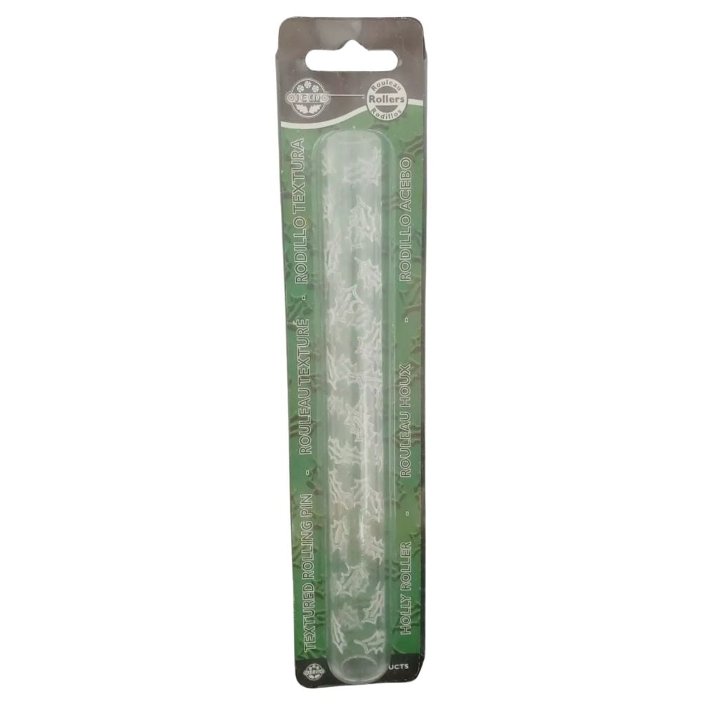 PME Small Holly Leaf Pattern Textured Rolling Pin 19.5cm