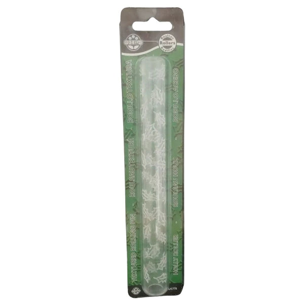 PME Small Holly Leaf Pattern Textured Rolling Pin 19.5cm