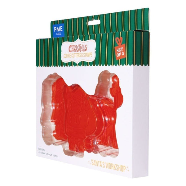 PME Santa's Workshop Christmas Cookie Cutters & Stamps Set Of 3