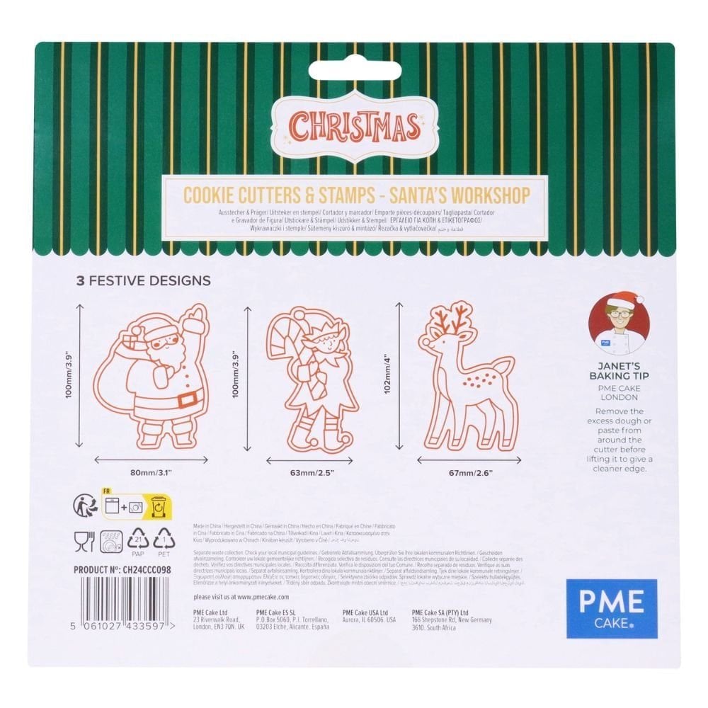PME Santa's Workshop Christmas Cookie Cutters & Stamps Set Of 3