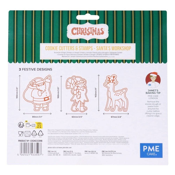 PME Santa's Workshop Christmas Cookie Cutters & Stamps Set Of 3