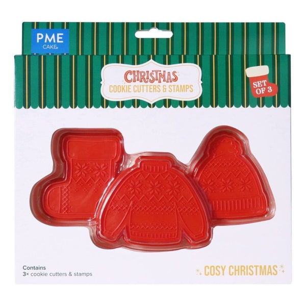 PME Cosy Christmas Christmas Cookie Cutters & Stamps Set Of 3
