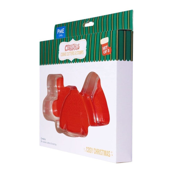 PME Cosy Christmas Christmas Cookie Cutters & Stamps Set Of 3
