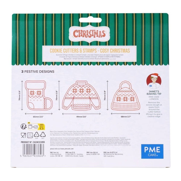 PME Cosy Christmas Christmas Cookie Cutters & Stamps Set Of 3