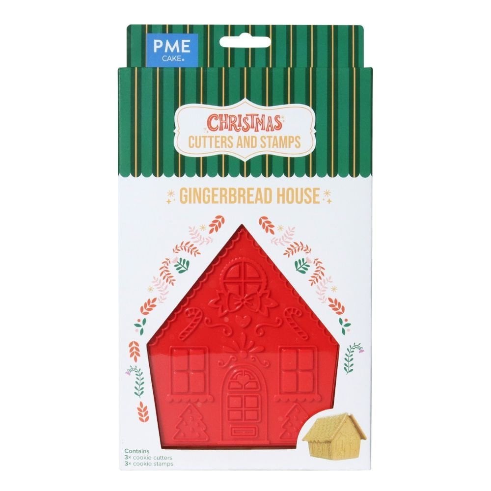 PME Gingerbread House Christmas Cookie Cutters & Stamps Set Of 3