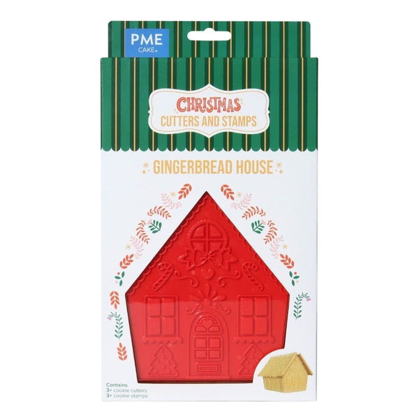 PME Gingerbread House Christmas Cookie Cutters & Stamps Set Of 3