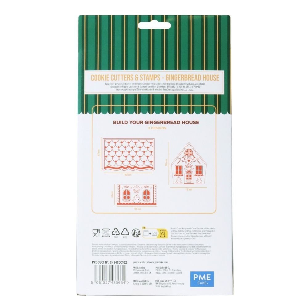 PME Gingerbread House Christmas Cookie Cutters & Stamps Set Of 3