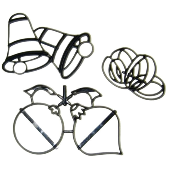 Patchwork Cutters Christmas Baubles, Bells & Bow Sugarcraft Icing Cutter Set Of 3