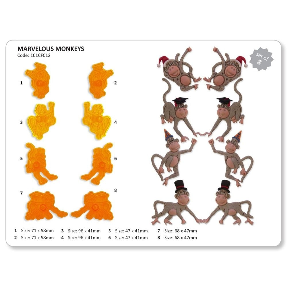 PME Marvellous Monkeys Icing Cutter Set Of 8