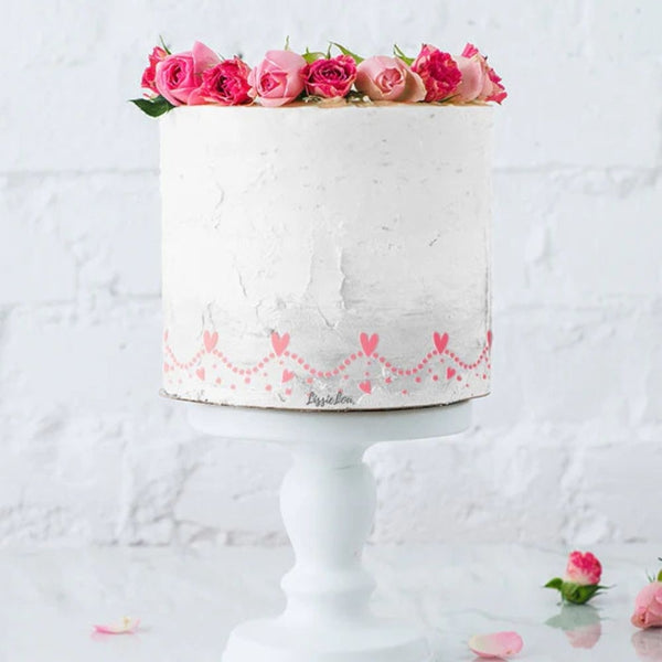 LissieLou Floating Hearts Border Cake Stencil