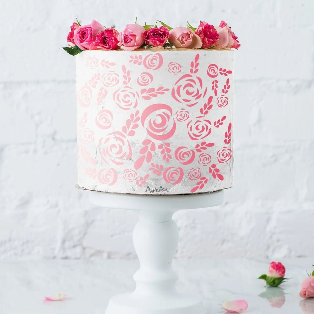 LissieLou Wild Roses Full Size Cake Stencil
