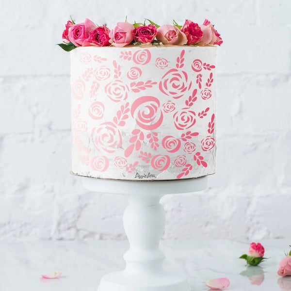 LissieLou Wild Roses Full Size Cake Stencil