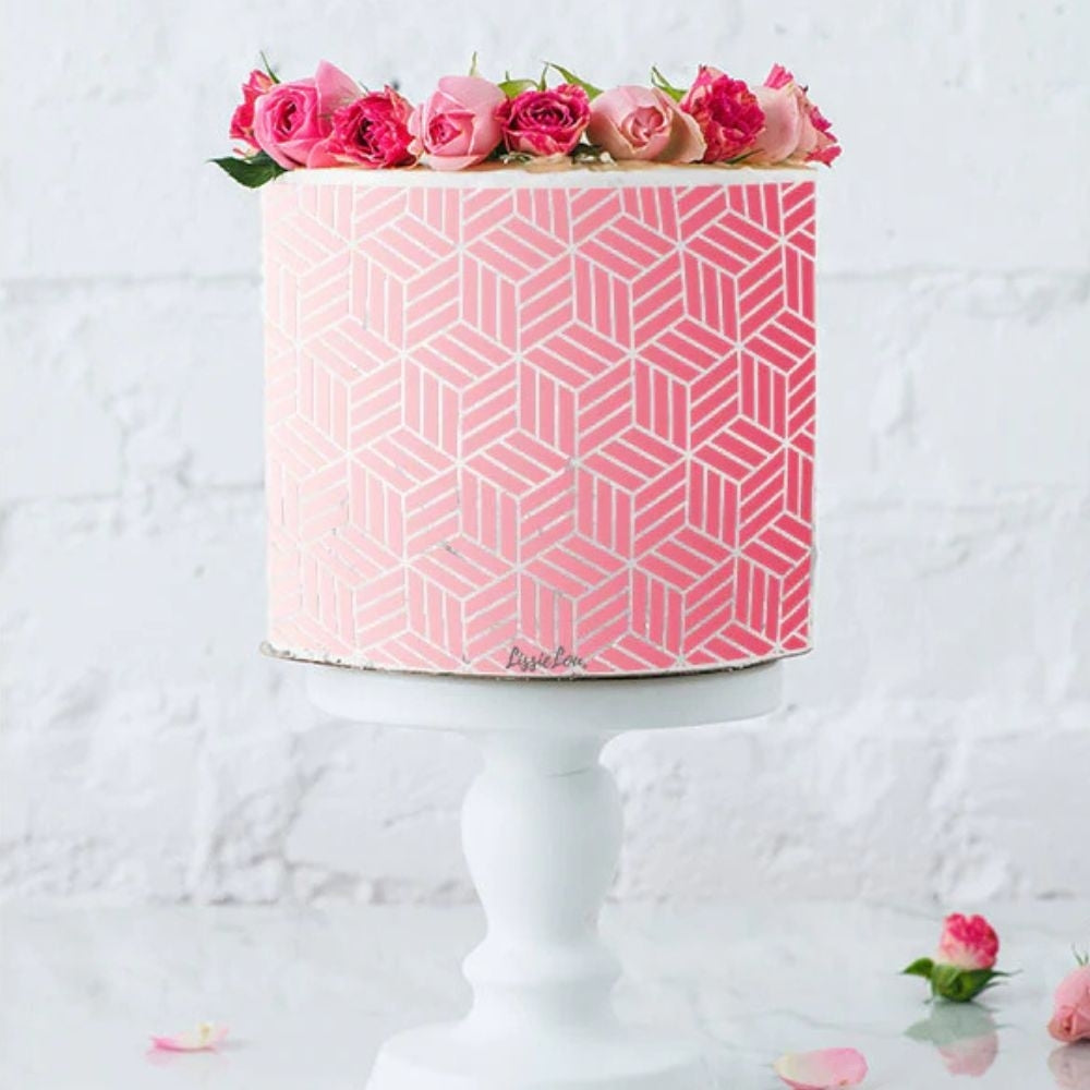 LissieLou Geometric Cubes Full Size Cake Stencil