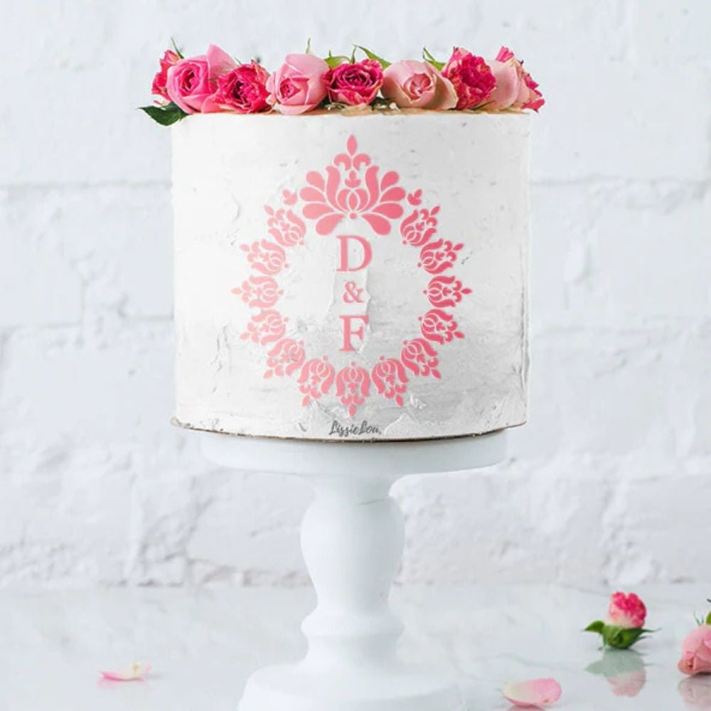 LissieLou Regal Wreath Monogram Cake Stencil Set