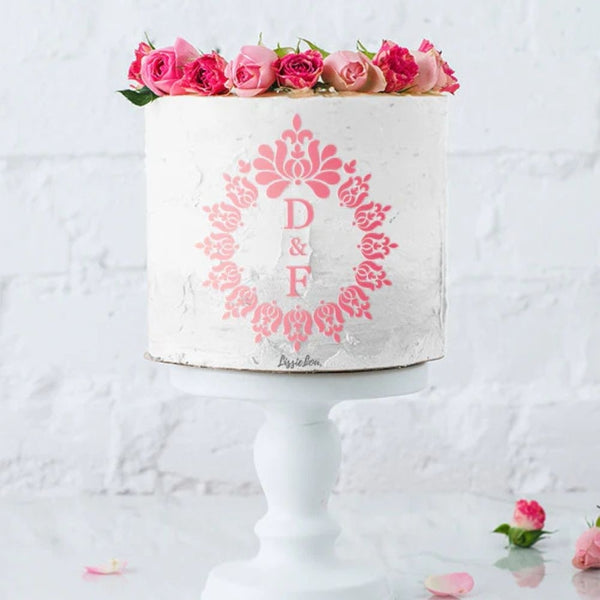 LissieLou Regal Wreath Monogram Cake Stencil Set