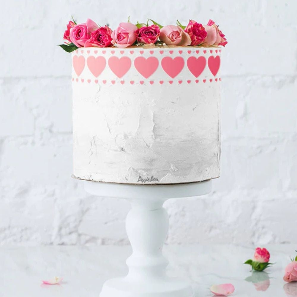 LissieLou Forever Hearts Border Cake Stencil
