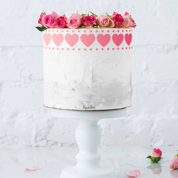 LissieLou Forever Hearts Border Cake Stencil