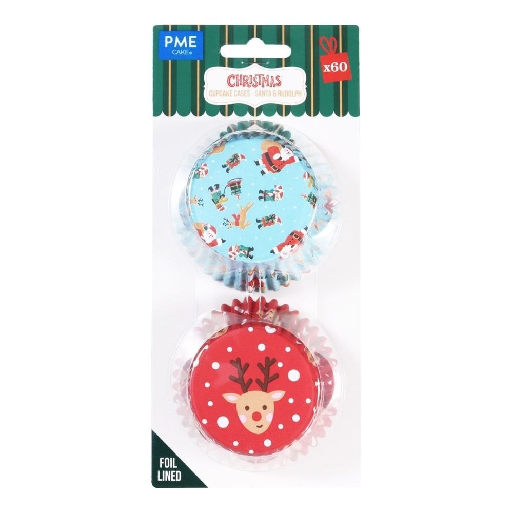 PME Santa & Rudolph Christmas Foil-lined Cupcake Cases x 60