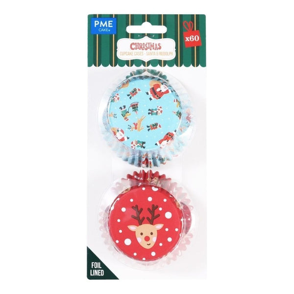 PME Santa & Rudolph Christmas Foil-lined Cupcake Cases x 60