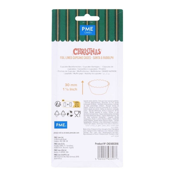 PME Santa & Rudolph Christmas Foil-lined Cupcake Cases x 60