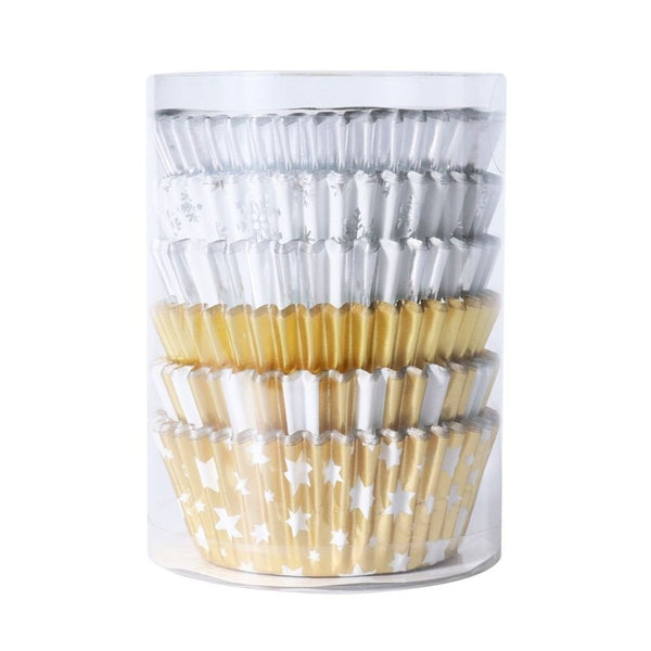 PME Metallic Gold & Silver Christmas Foil-lined Cupcake Cases x 100