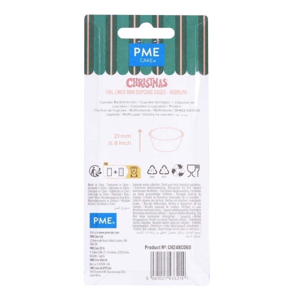 PME Rudolph Christmas Foil-lined Mini Cupcake Cases x 60