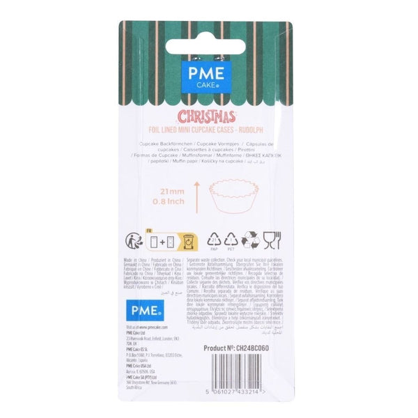 PME Rudolph Christmas Foil-lined Mini Cupcake Cases x 60