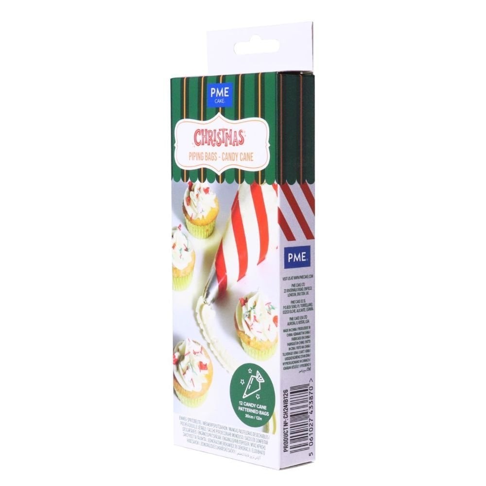 PME Candy Cane Christmas Disposable Icing Piping Bags x 12
