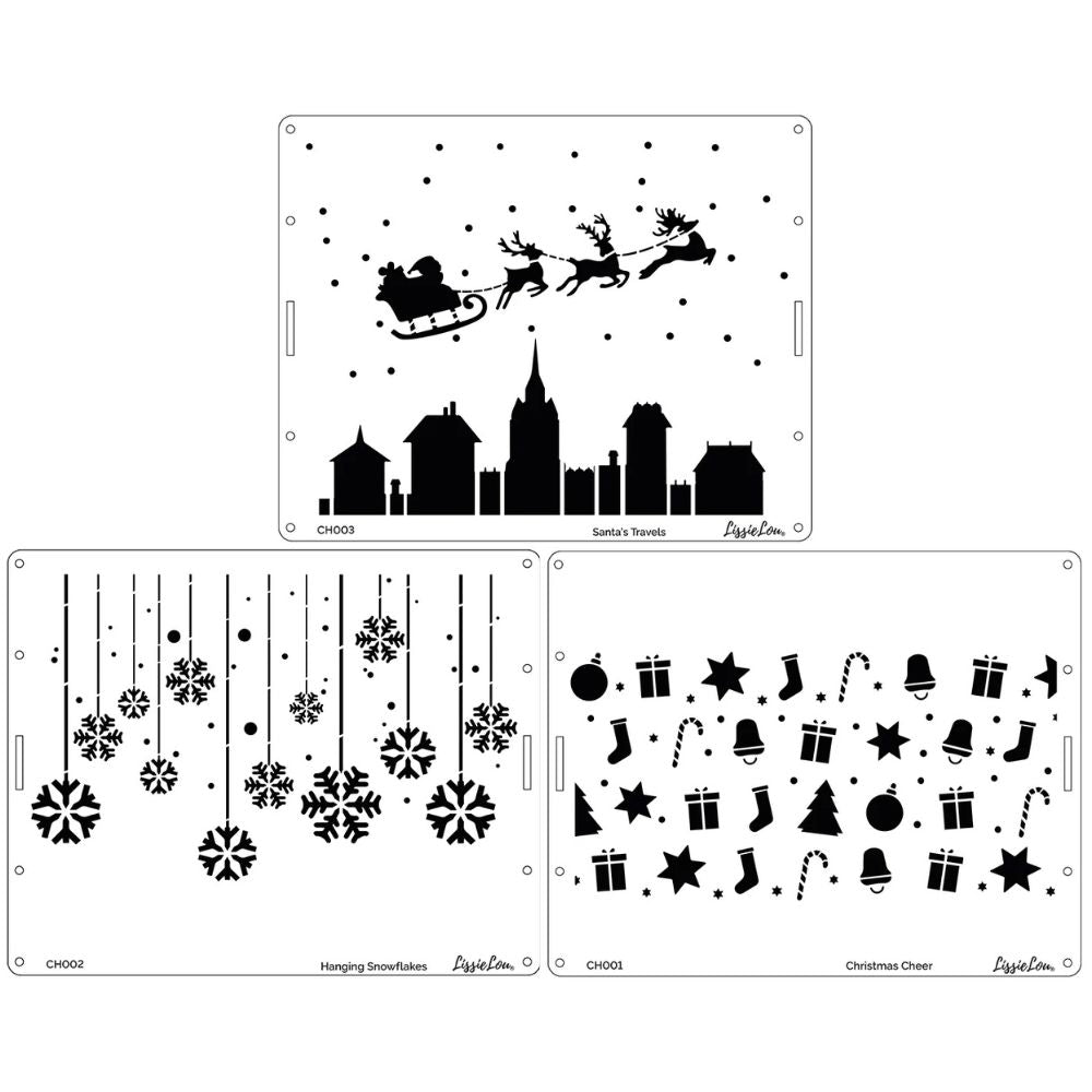 LissieLou Set Of 3 Professional Full Size Christmas Cake Stencils