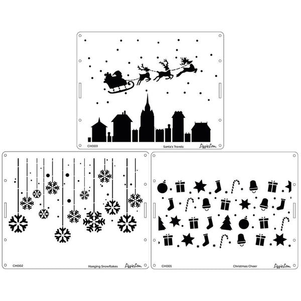 LissieLou Set Of 3 Professional Full Size Christmas Cake Stencils