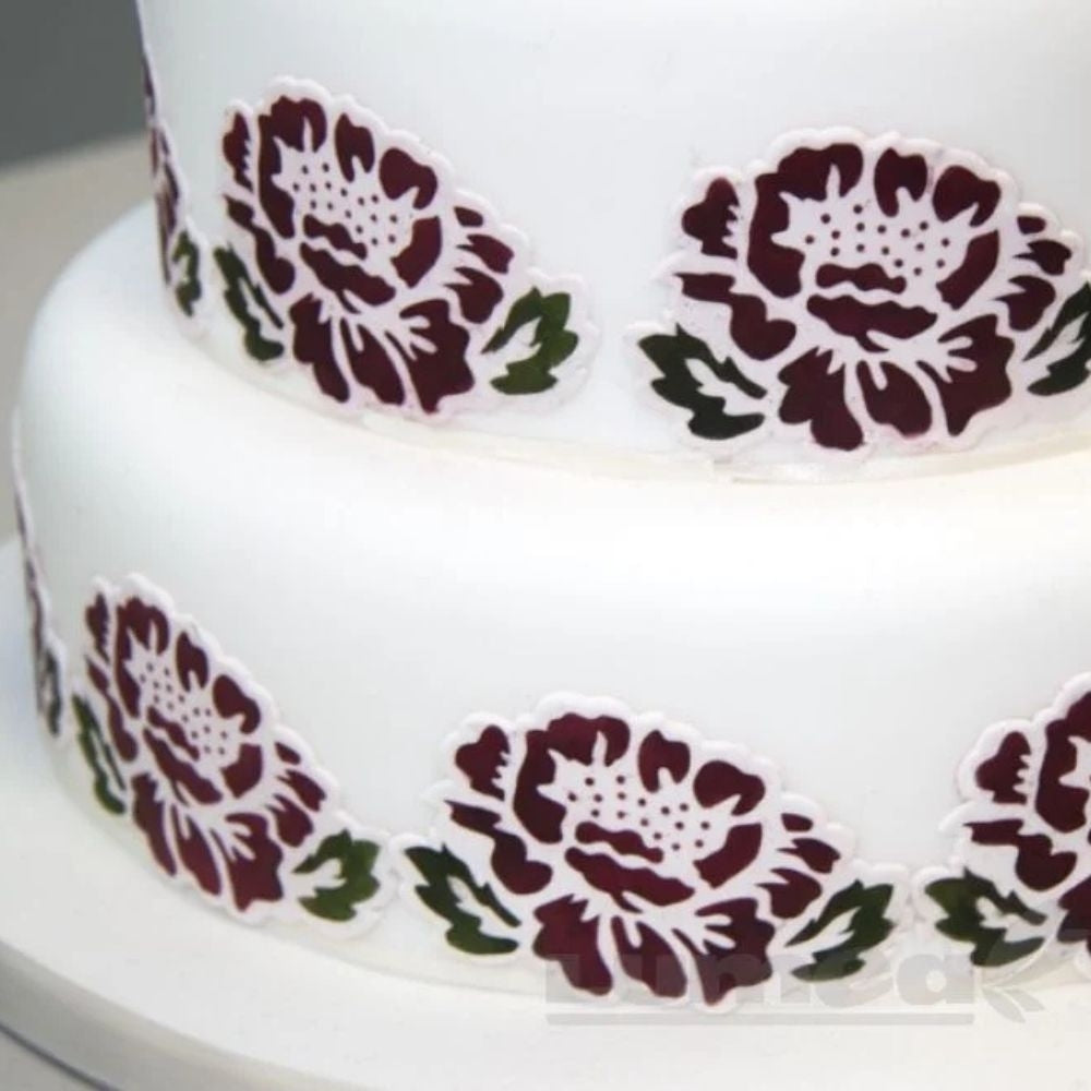 Patchwork Cutters Open Rose Sugarcraft Icing Stencil & Cutter
