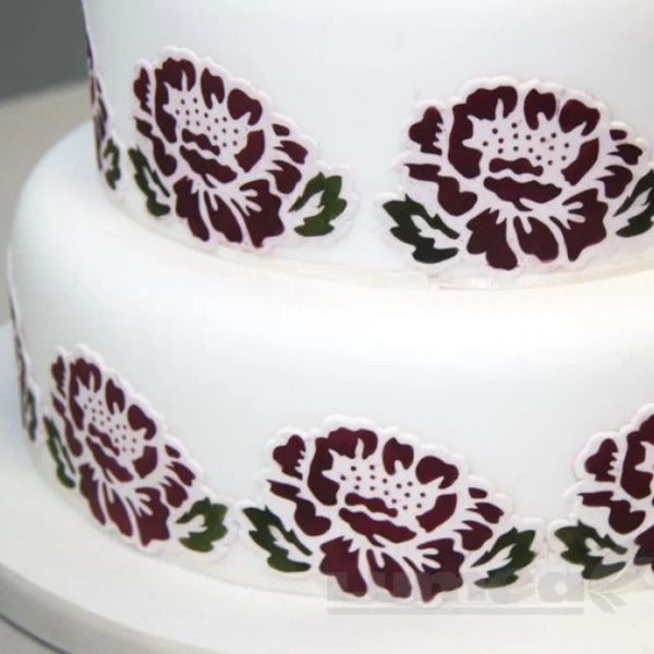 Patchwork Cutters Open Rose Sugarcraft Icing Stencil & Cutter