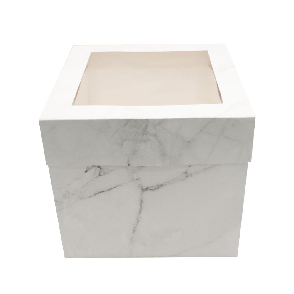 Simply Making Marble Luxury Gloss Finish Extra Deep Cake Box With Window