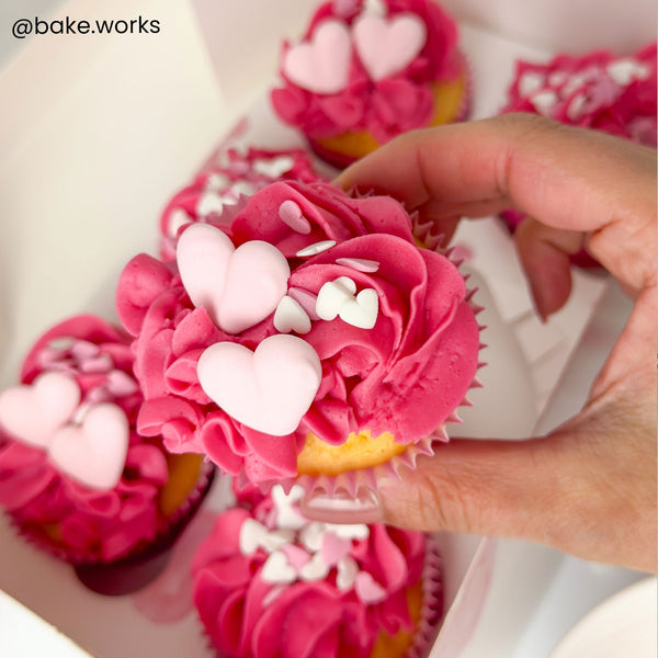 FunCakes Pink Heart Sugar Decorations Set Of 8