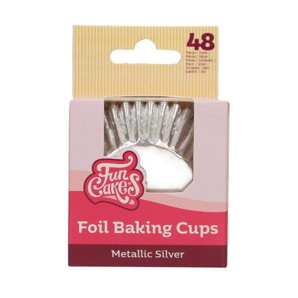 FunCakes Metallic Silver Foil Baking Cases x 48
