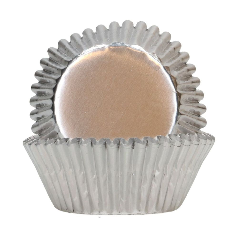 FunCakes Metallic Silver Foil Baking Cases x 48
