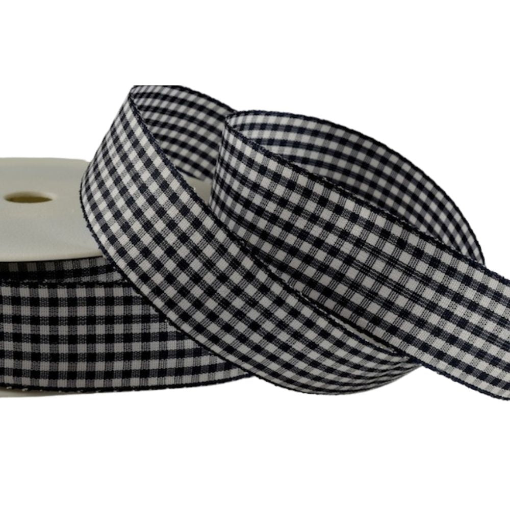 Colour Ribbons Navy Gingham Ribbon (25 Metre Reel)