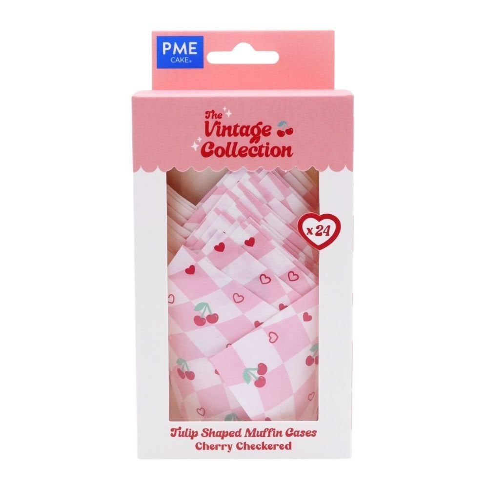 PME Cherry Checkerboard Vintage Tulip Muffin Cases x 24